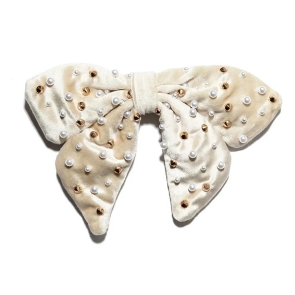Anthropologie  Lele Sadoughi  Velvet Oversized Embellished Bow